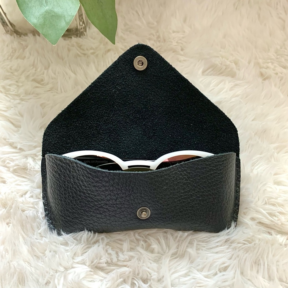 Portland Leather Goods Black Leather Sunglasses CASE